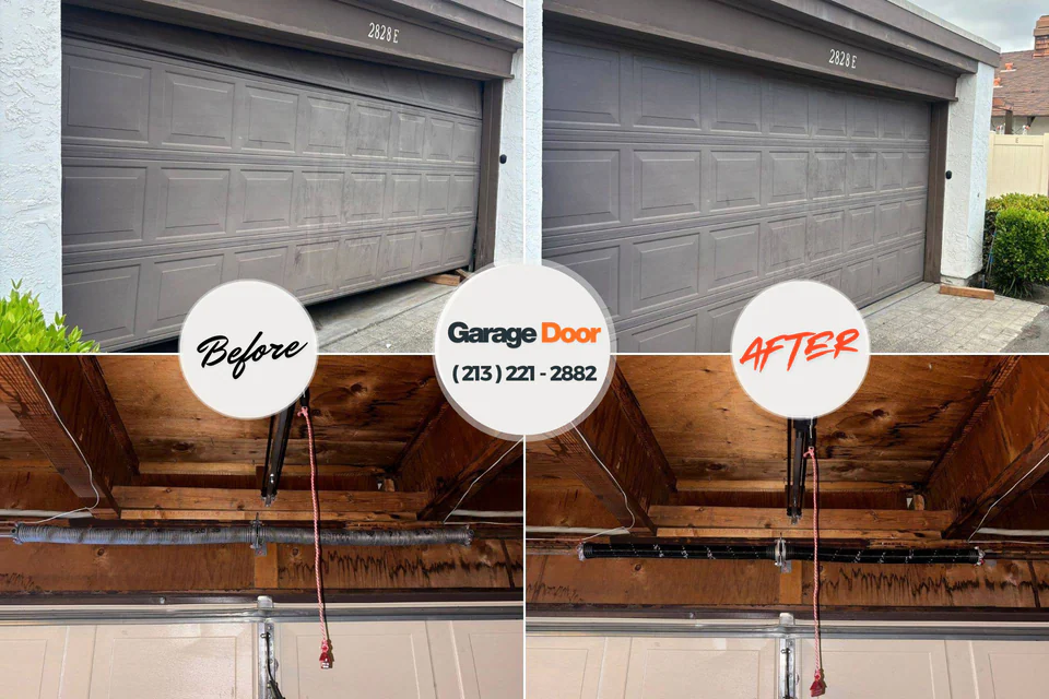 Before and after: garage door repair Dresser, WI